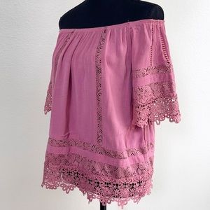 Dusty Rose Off-the-Shoulder Blouse